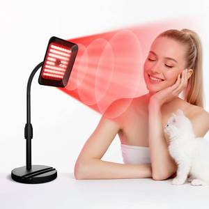 lot 244 image: SJZXUV Red Light Therapy for Face and Body, 3 LED Wavelength 660nm 730nm 850nm Infrared Light Therapy Desk Lamp with 360°Adjustable Head & Phone Stand, Home Office Travel Portable Use wGlasses - Retail $35