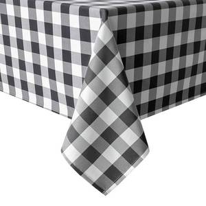 lot 245 image: Hiasan 60 x 120 Inch Checkered Tablecloth Rectangle, Black and White - Retail $14
