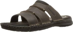 lot 247 image: PRE OWNED Rockport Mens Darwyn Slide Sandal, Brown Ii Leather, 12 M US - Retail $67