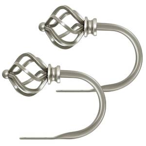 lot 267 image: KAMANINA Curtain Drapery Holdbacks for Wall, 2 Pack Silver Curtain Tiebacks - Retail $15