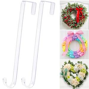 lot 279 image: 12 Clear Wreath Hangers for Front Door, 2 Pack Over Door Hooks Non-Scratch - Retail $6