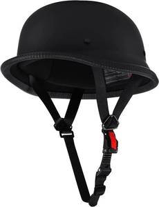 lot 295 image: Bike Half Helmet, German Style DOT Approved Adult Men Women Retro Open Face Motorcycle-Helmets, Helmet for Adults, Half Shell(M, Matte Black) - Retail $39