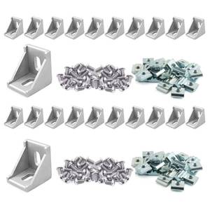 lot 300 image: 20Pcs 1010 & 2525 Aluminum Extrusion Profile Hardware T Slot Corner Bracket - Retail $22