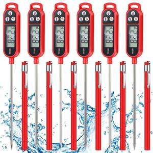 lot 303 image: Copkim 6 Pcs Food Thermometer Instant Read Probe BBQ,Red - Retail $20