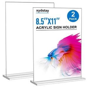 lot 315 image: xydstay 8.5x11 Acrylic Sign Holder,T-Shape Double-Sided Menu Stand,2 Pack - Retail $10