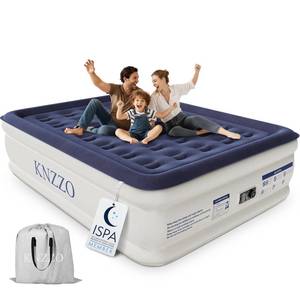 lot 323 image: KNZZO Air Mattress Queen, 18 in Leakproof Blow up Bed with Built in Pump - Retail $66