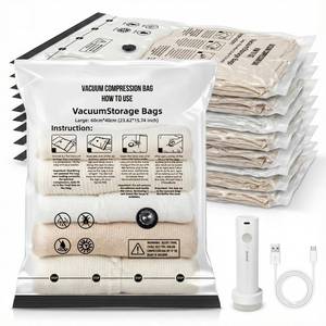 lot 326 image: Travel Vacuum Bags with Cordless Pump, 9-Pack 24x16in for Luggage - Retail $20