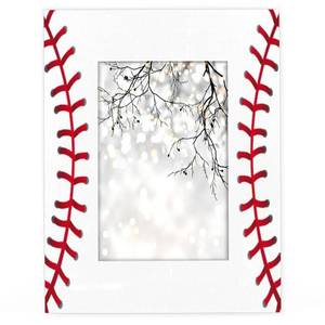 lot 329 image: FengQuGou 4x6 in Picture Frame Baseball Red White Stitching, Solid Wood With Mat Wooden Photo Frames, Photo Frames for Wall Mounting or Standing Table Top Family Baby Grandma Office Hotel Decoration - Retail $27