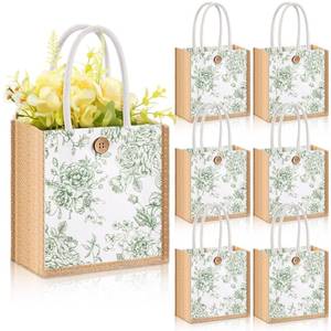 lot 334 image: Abbylike 6 Pcs Floral Gift Bag Small Flower Tote Bag,Salvia Serrata - Retail $25