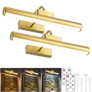 lot 337 image: 13 Wireless Picture Lights for Wall, Rechargeable Art Light, 2Pack Gold - Retail $38