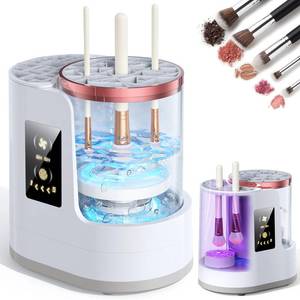 lot 343 image: Electric Makeup Brush Cleaner 3-in-1, Automatic Brush Cleaning & Drying Machine with Dual-Direction Cleaning, Adjustable Dryer, Fits All Brush Sizes, for Makeup Brush Set, Blush Brush, Sponges - Retail $25