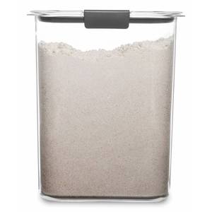 lot 348 image: DAMAGE SEE PHOTOS Rubbermaid Brilliance 16 cup Pantry Airtight Food Storage Container Clear Plastic, Freezer & Dishwasher-Safe - Retail $55