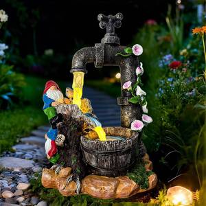 lot 352 image: Solar Garden Gnomes Lights Outdoor Statues Yard Decorations Gifts for Mom - Retail $20