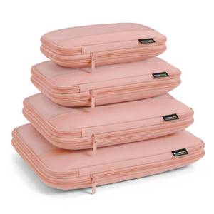lot 355 image: SOARSAIL 4 Piece Compression Packing Cubes for 3��7 Day Travel, Dusty Pink - Retail $40