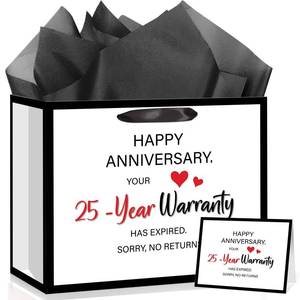 lot 356 image: 25 Year Anniversary Love Gift Bag for Men Women 25th Wedding Anniversary Funny Gift Bags with Marriage Anniversary Wrapping Paper Card Twenty Fifth Silver Anniversary Party Favors Decor Supplies Husband Wife Boyfriend Girlfriend - Retail $8