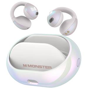 lot 364 image: Monster Open Ear AC600 Headphones, Bluetooth 5.4 Wireless Earbuds with HiFi Stereo,Clip-On Earbuds with ENC Clear Call, 21H Playtime, Touch Control, IPX6 Waterproof Wireless Headphones for Workout - Retail $30
