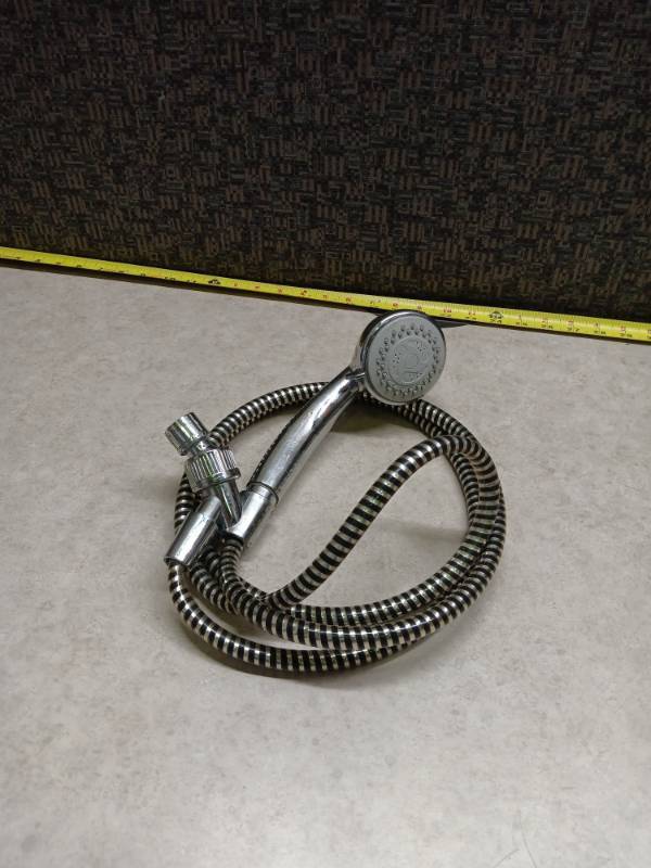 lot 1049 image: Chrome Handheld Showerhead with Hose and Valve