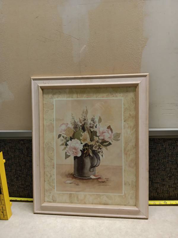 lot 1060 image: Framed Floral Watercolor Print by Carol Dobison