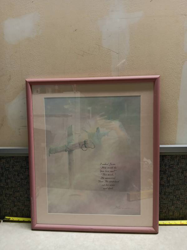lot 1061 image: Framed Religious Print Jesus Crucifix Wall Art