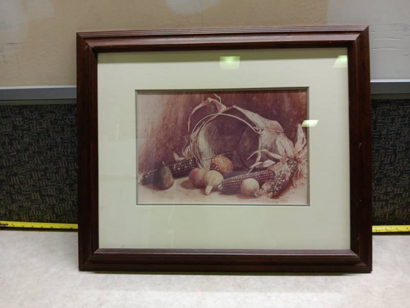 lot 1177 image: G. Rita Beuttel Framed Still Life Print w Corn & Vegetables