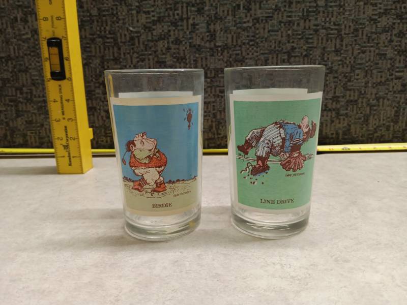 lot 1239 image: Gary Patterson Golf Drinking Glasses Birdie Line Drive