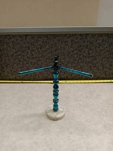 lot 1245 image: Teal Blue Trinket holder or Necklace Display w Marble Base
