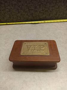 lot 1282 image: Enesco VIP Wood Box with Brass Plate