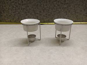 lot 1291 image: Ceramic Chafing Dish Warmer Stand w Metal Frame