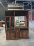Wood Entertainment Center w/ Glass Doors & Storage