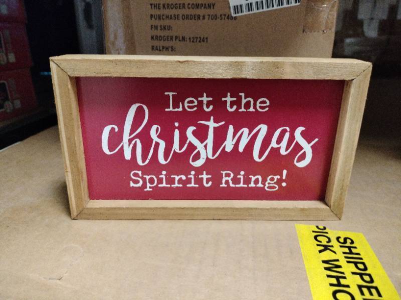 lot 10036 image: Kroger Holiday Home 8 in Signs Let the Christmas Spirit Ring - 6 Ct