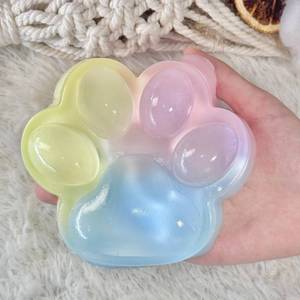 lot 389 image: SEE PHOTOS Pawfect Tail Big Taba Squishy Stick Cat Paw, 5 in Large Paw Squeeze Toy for Stress Relief and Relax, Sticky Squishies Fidget Toys for Party Favors Novelty Things Birthday Gift (Tri-Color) - Retail $10