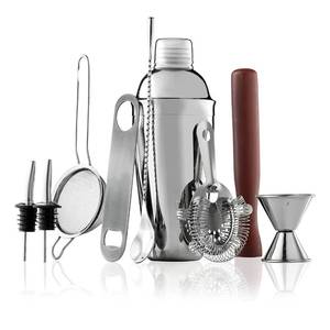 lot 410 image: FineDine Stainless Steel Cocktail Shaker Set, 10-Piece Bartender Kit - Retail $12