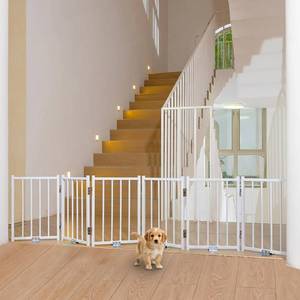 No Pawblems Free Standing Short Dog Gate, 16.5'' Tall Foldable Dog Fence for Indoor & Outdoor, Up to 36 Inch Extra Wide Puppy Gate for Stairs, Hallways, Doorways, Deck, Yard (White, 3 Panels) - Retail: $560