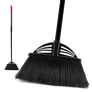 lot 432 image: Xifando Four-Section Rod Long-Handled Broom,Heavy-Duty Broom, Angle Broom for OutdoorIndoor��BlackRed�� - Retail $19