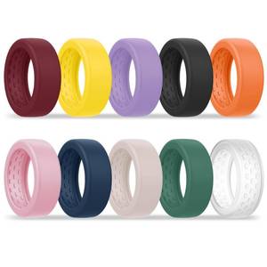 lot 435 image: Bougraite 10 Pack Cover Compatible with Oura Ring 5, Ultra-Thin Soft Silicone Anti-Slip Rectangle Texture Protector Case, Support Charging with Cover on, Anti-Scratch Ring Guard for Working Out Gym - Retail $8