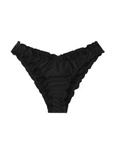 lot 439 image: Milumia Womens Bikini Bottoms Solid Ruched Lettuce Trim Swim Bottom Black Small - Retail $19