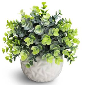 lot 452 image: Hopewood Artificial Eucalyptus Plants, White Ceramic Pot, Faux Plants Decor - Retail $27