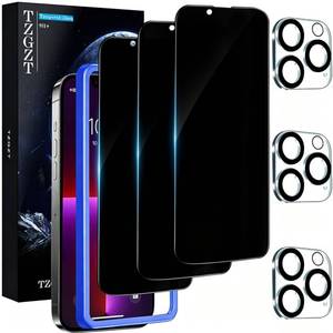 lot 460 image: TZGZT Two Pack Privacy Screen Protectors for iPhone 13 Pro Max, Tempered Glass,HD - Retail $7