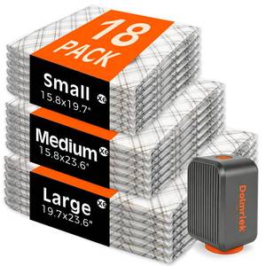 lot 465 image: Dolmriek 18-Pack Vacuum Seal Bags for Clothing Travel with Cordless Pump - Retail $33