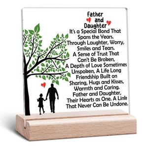 lot 477 image: Dad Gifts from Daughter Acrylic Plaque Dad Christmas Birthday Gift from Daughter I Love You Gift for Daughters Father Fathers Day Christmas Graduation Gifts for Daughters Clear Desk Decorative Sign - Retail $8