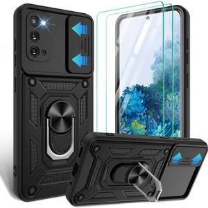 lot 478 image: Gritup for Samsung Galaxy-S20 CaseNot fit S20 Pluss20 fes20Ultra with Slide Camera Cover & HD Screen Protector�2,360°Rotation Ring Kickstand Military Grade,Black - Retail $7