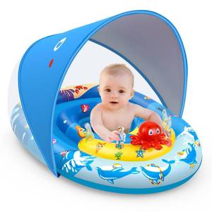 lot 492 image: EZIGO Baby Pool Float Canopy UPF50, Kids Floats for 6-36 Months Boys Girls - Retail $26