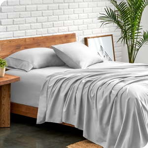lot 499 image: Bare Home Ultra-Soft Sheet Set - Premium 1800 Collection - Deep Pockets - 4-Pieces - Queen  Cloud Gray - Retail $43