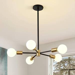 lot 503 image: BULBS NOT INCLUDED  Sputnik Chandelier Light Fixture,Black and Gold Ceiling Light Height Adjustable E27 Modern Ceiling Lighting Fixture for Living Room Bedroom Dining Room Kitchen Office (5-Light)