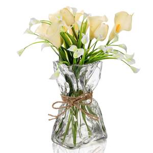 lot 515 image: Covzoe Glass Vase, 8.7 Inch Tall Irregular Flower Vase with Hemp Rope - Retail $23