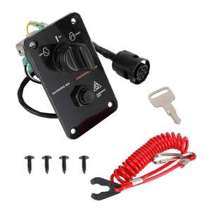 lot 528 image: VIPIH Marine Single Engine Ignition Switch Panel Kit fit for Yamaha Outboard Control 704-82570-08-00 with Keys Emergency Stop Switch Wiring Harness Mounting Screws 704-82570-12-00 704-82570-11-00 - Retail $47
