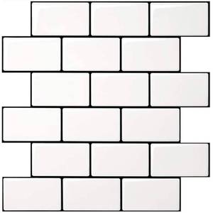 lot 529 image: Art3d 10-Pack Subway Tiles Peel and Stick Backsplash, White, 12 x 12 Inch - Retail $54