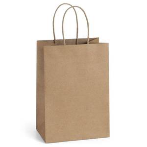 lot 585 image: BagDream Gift Bags with Handles 5.25x3x8 Inch Brown 50 Pack Bulk - Retail $15