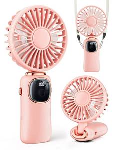 lot 586 image: coldSky Portable Handheld Fan, 4000mAh Rechargeable Personal Fan - Pink - Retail $13