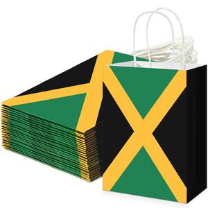 lot 591 image: Gueevin 24 Pcs Jamaica Flag Gift Bags with Handles, Jamaican Party favors - Retail $17
